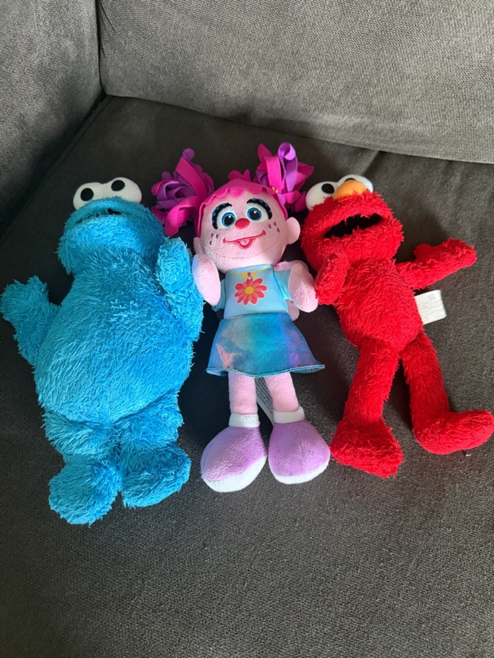 Sesame Street Plush Trio - Red Elmo, Blue Cookie Monster, Pink Abby Cadabby